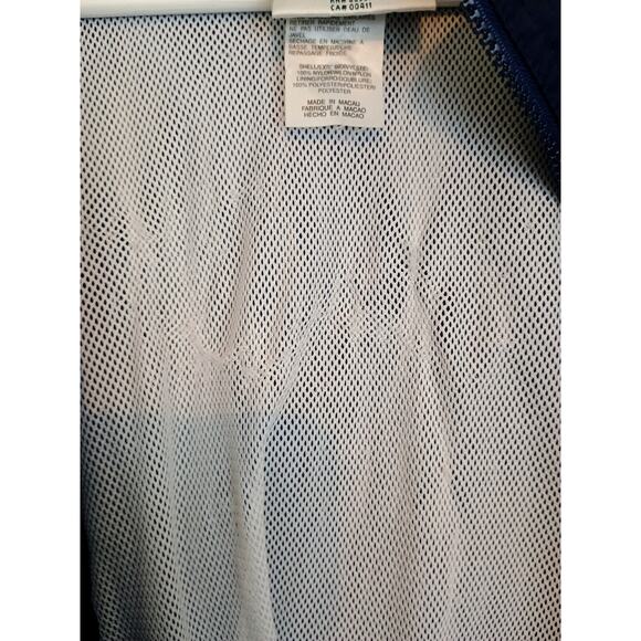 Vintage Adidas Jacket Mens Large Navy Blue Green Vented Hooded Retro Windbreaker - Picture 4 of 12